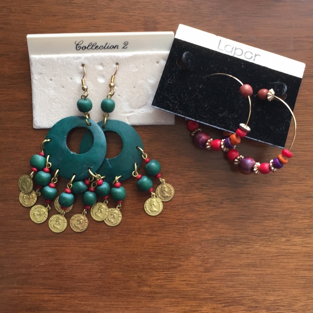 2 pairs vintage beaded earrings 1990s​